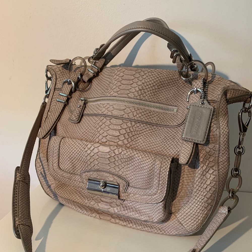 Coach Large Kristin Snakeskin Shoulder Bag